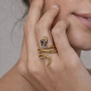 Brand New!! Snake wrap ring with inlaid zircon stones
